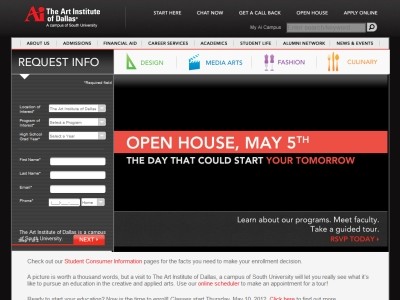 Web site www.aid.edu, Art Institute of Dallas