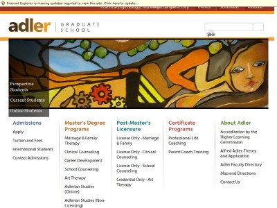 Web site alfredadler.edu, Adler Graduate School