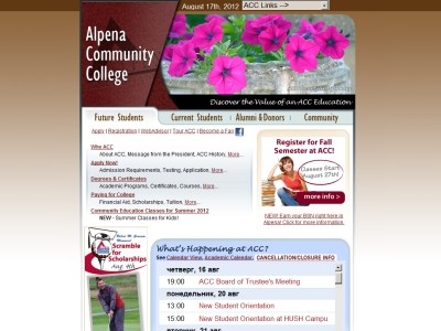 Web site http://www.alpenacc.edu, Alpena Community College