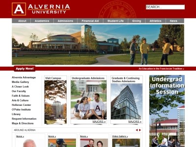 Web site alvernia.edu, Alvernia College