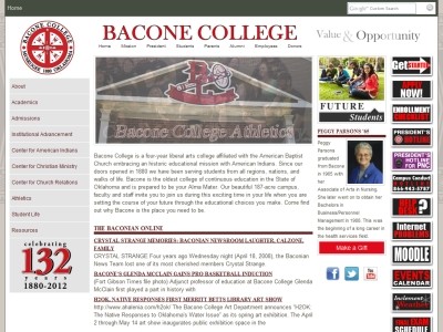 Web site bacone.edu, Bacone College