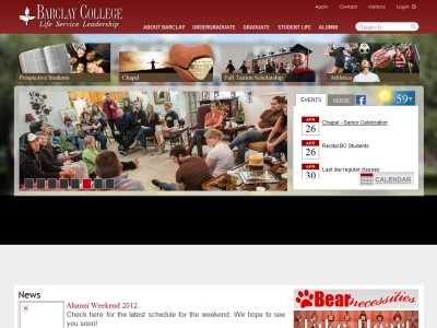 Web site barclaycollege.edu, Barclay College