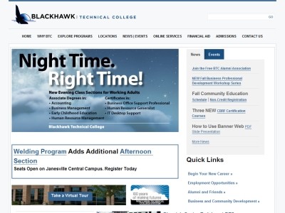 Web site blackhawk.edu, Blackhawk Tech College