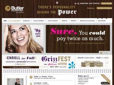Web site butlercc.edu, Butler Community College