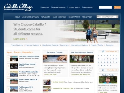 Web site http://www.cabrillo.edu, Cabrillo College