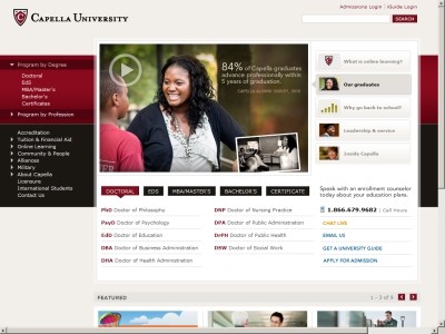 Web site www.capella.edu, Capella University