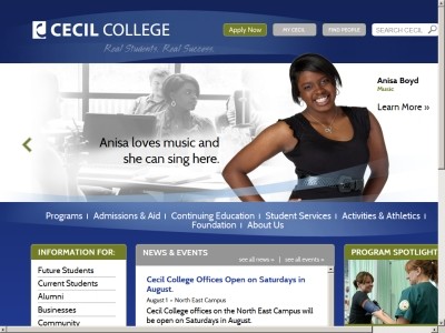 Web site http://www.cecil.edu, Cecil Community College