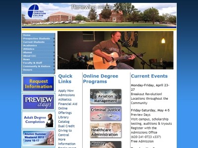 Web site centralchristian.edu, Central Christian College of Kansas
