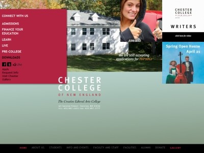 Web site chestercollege.edu, Chester College of New England