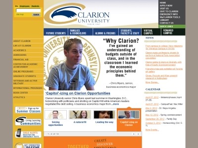 Web site http://www.clarion.edu/, Clarion University Of Pennsylvania