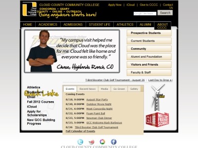 Web site cloud.edu, Cloud County Community College