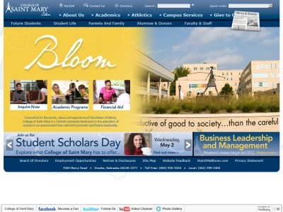 Web site csm.edu, College of Saint Mary
