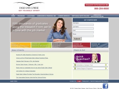Web site eaglegatecollege.edu, Eagle Gate College