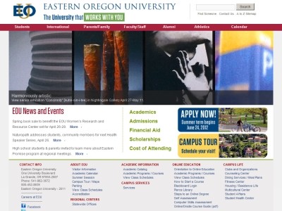 Web site http://www.eou.edu/, Eastern Oregon University