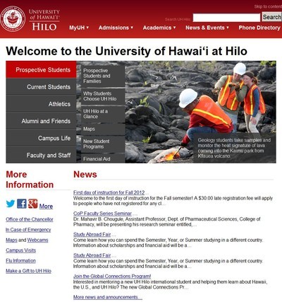 Web site hilo.hawaii.edu, University of Hawaii at Hilo