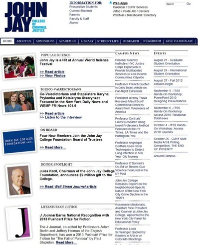 Web site http://www.jjay.cuny.edu, CUNY John Jay College Criminal Justice