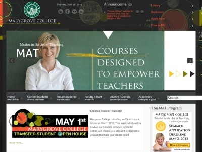 Web site http://www.marygrove.edu/, Marygrove College