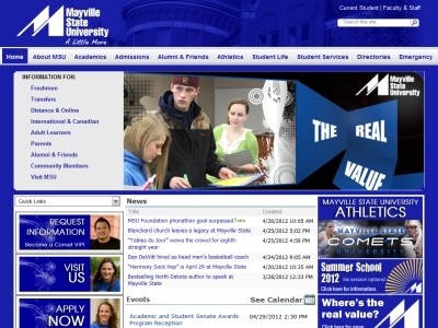 Web site mayvillestate.edu, Mayville State University