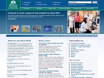 Web site www.mcw.edu, Medical College of Wisconsin
