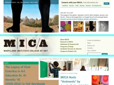 Web site http://www.mica.edu/, Maryland Institute, College Of Art