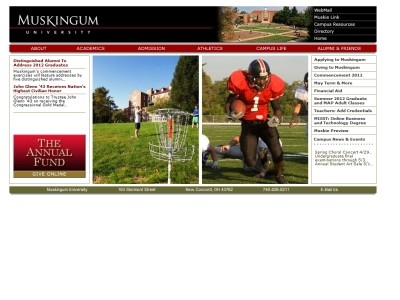 Web site www.muskingum.edu, Muskingum College