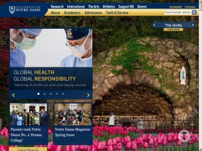 Web site www.nd.edu, University of Notre Dame