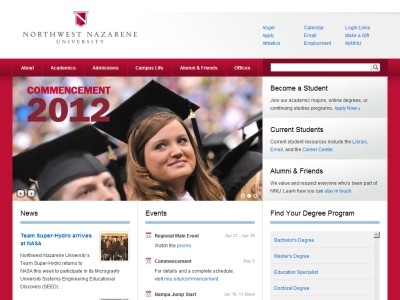 Web site nnu.edu, Northwest Nazarene University
