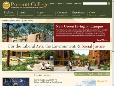 Web site prescott.edu, Prescott College
