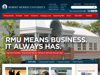 Web site http://www.rmu.edu, Robert Morris University - Moon Township