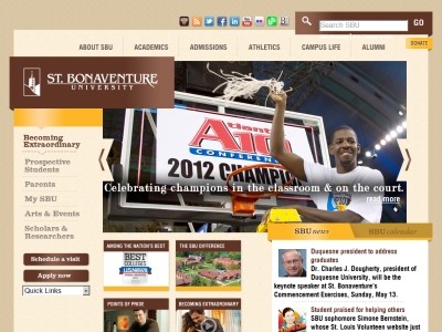 Web site sbu.edu, Saint Bonaventure University