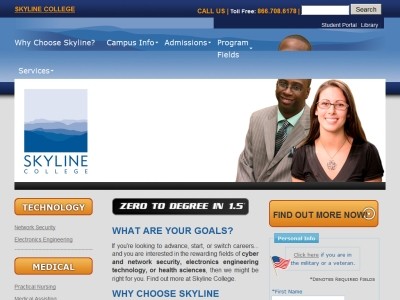 Web site skyline.edu, Skyline College