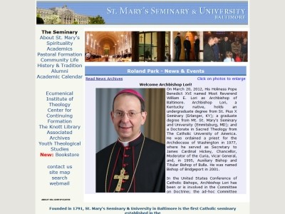Web site http://www.stmarys.edu, St. Mary's Seminary and University