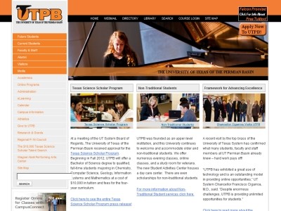 Web site utpb.edu, The University of Texas of the Permian Basin
